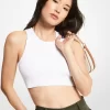 リブ編みストレッチビスコースクロップドタンクトップ