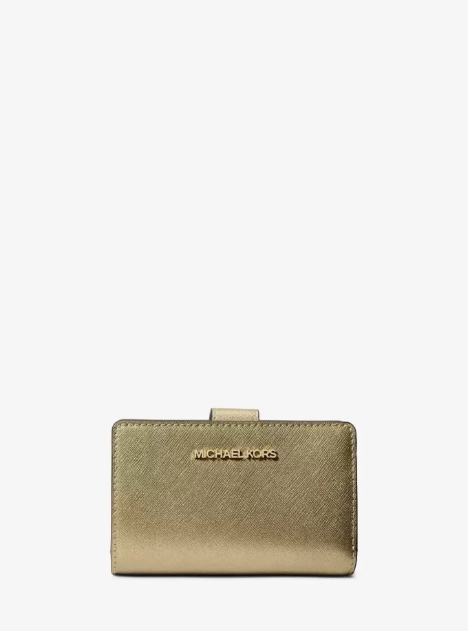 ジェットセット ミディアム メタリック サフィアーノレザー 二つ折り財布