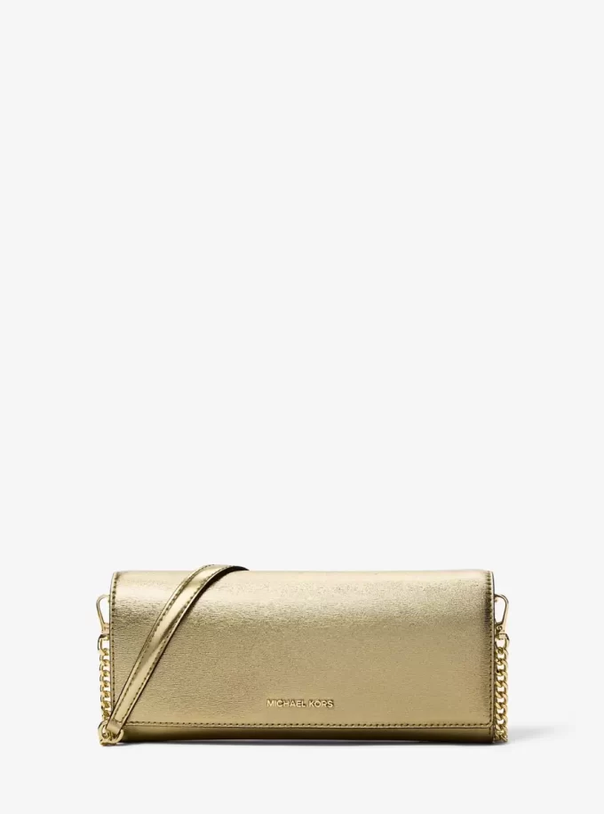 ジェットセット ミディアム エンベリッシュド メタリックレザー クラッチ