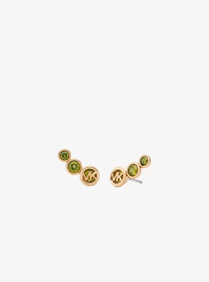 ベゼルキュービックジルコニアクローラーイヤリング