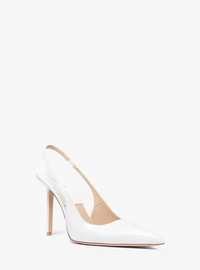 リースレザー スリングバックパンプス