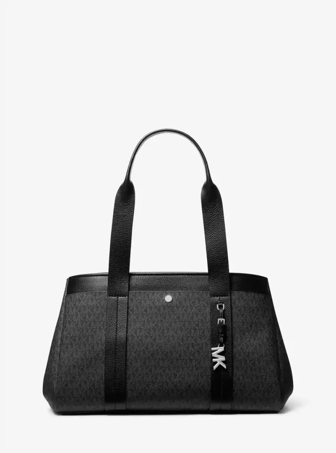 ロミー ラージ シグネチャー ロゴ&レザー トートバッグ ロミー ラージ シグネチャー ロゴ&レザー トートバッグ