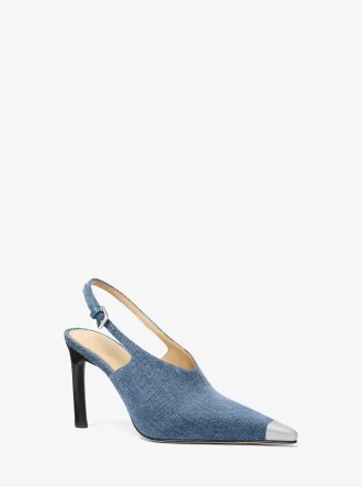 カシア デニム スリングバック パンプス