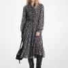花柄スモックジョーゼットシャツドレス