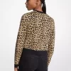 ヒョウ柄ストレッチビスコースカーディガン
