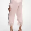 フェザートリムサテンパジャマパンツ