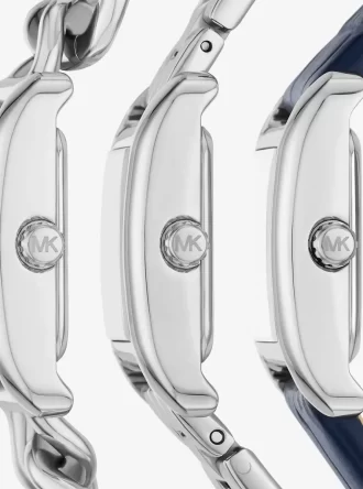 プチモンロー シルバートーン＆クロコダイル型押しレザーウォッチストラップセット