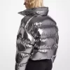 メタリック ナイロン シレ パファー ジャケット