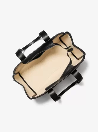 ロミー ラージ シグネチャー ロゴ＆レザー トートバッグ