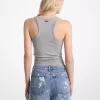 タイフロントリブストレッチニットタンクトップ