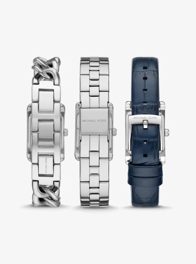 プチモンロー シルバートーン＆クロコダイル型押しレザーウォッチストラップセット