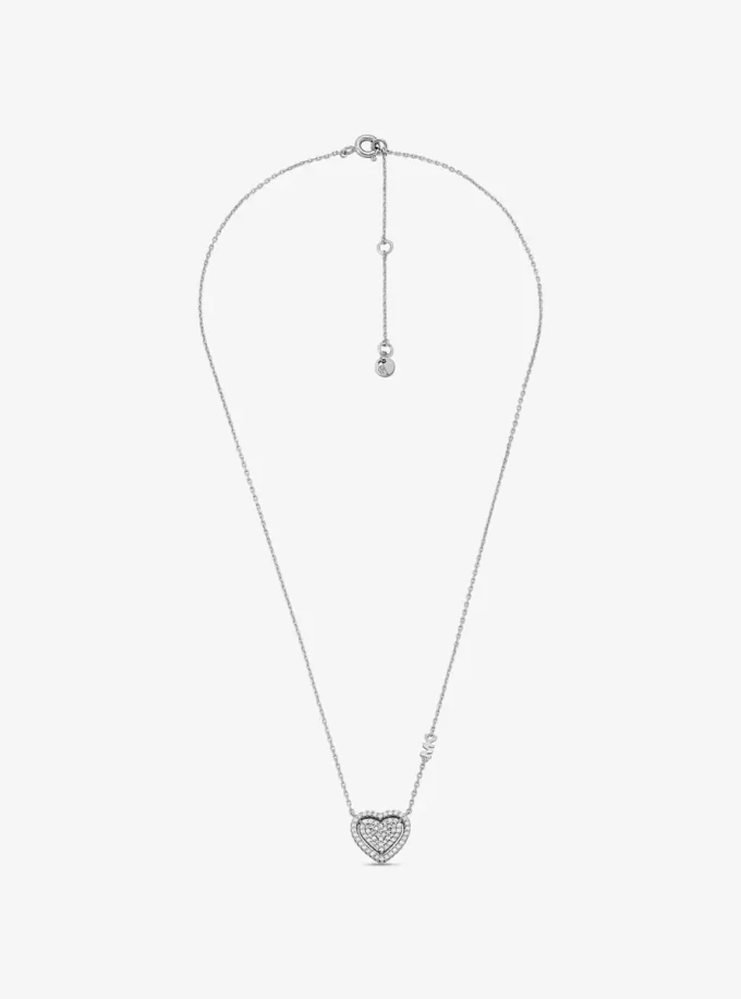 貴金属メッキスターリングシルバーパヴェハートネックレス＆イヤリングギフトセット