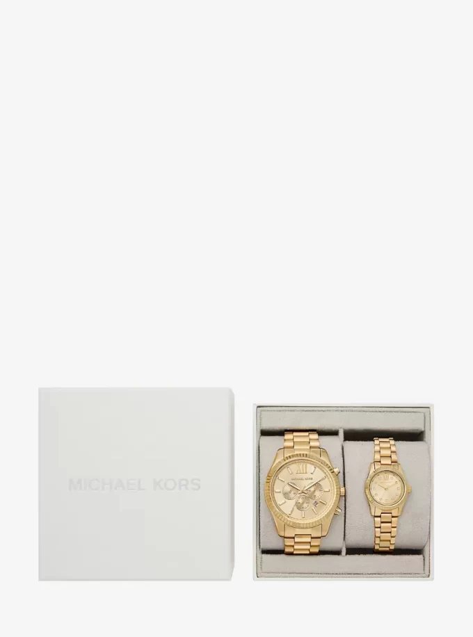レキシントン 彼と彼女のゴールドトーンウォッチセット レキシントン 彼と彼女のゴールドトーンウォッチセット