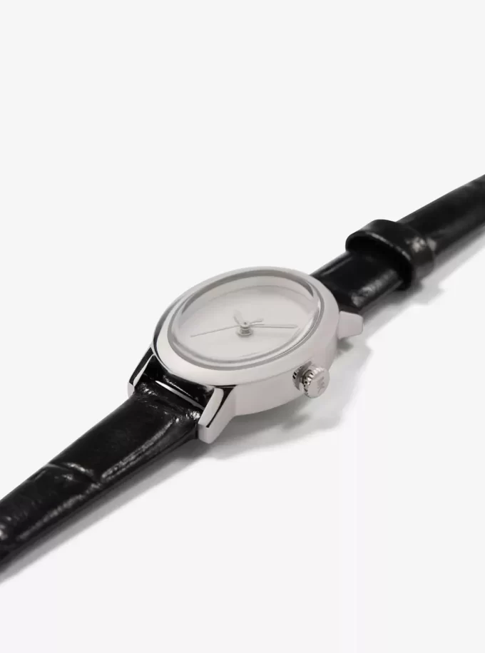 限定版プチモード シルバートーン＆クロコダイル型押しレザーウォッチ