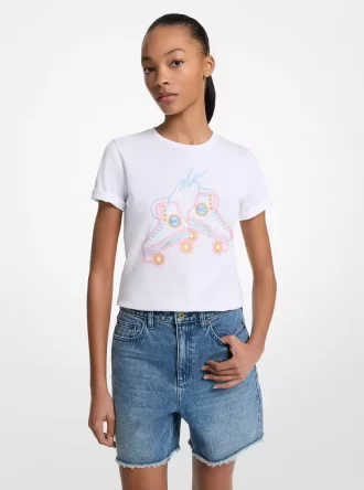 スパンコールグラフィックコットンTシャツ