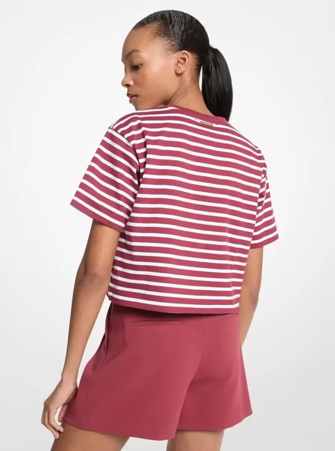 ストライプロゴコットンクロップドTシャツ