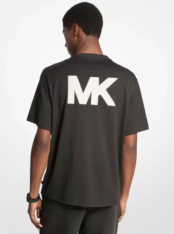 ロゴアップリケコットンTシャツ