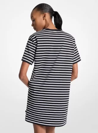ストライプコットンTシャツドレス