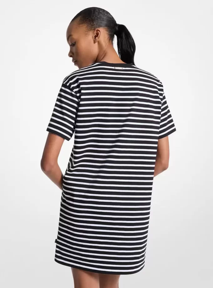 ストライプコットンTシャツドレス